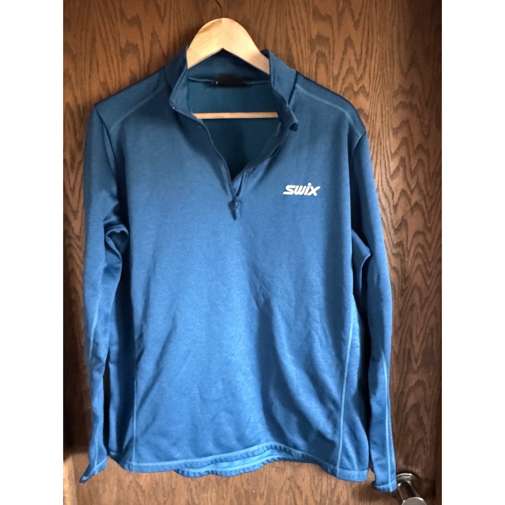 Swix Mens XL Blue Quarter Zip Pullover Fleece Mid Layer Performance Shirt Nordic